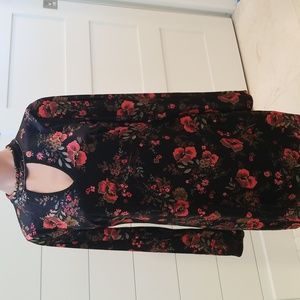 EUC VELVET FLORAL MINI DRESS